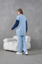 Women's Sleeves Denim Detailed Beaded Wide Fit Knitwear Cardigan and Pants Bottom-Top Set - 8
