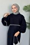 Shepherd's Stitch Embroidered Sweater Gilet Dress Set - 2