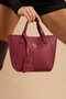 Sofia Small Size Women's Burgundy Shoulder Bag with Magnet Closure and Large Zipper Compartment - 8