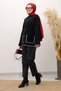 Shepherd's Stitch Pocketed Knit Cardigan Tsd250226 Black - 5
