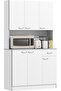 White Kitchen Pantry Hutch – Freestanding Food Storage Cabinet with Microwave Nook - 3