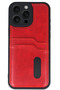 Ds-Derin iPhone 16 Pro Case Sara Leather Case with Business Card Holder - Red - 2