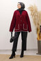 Shepherd's Stitch Pocketed Knit Cardigan Tsd250226 Burgundy - 4