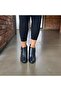 Black Leather Cross Buckle Internal Zipper Women's Thick Heeled Short Boots - 2