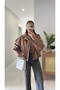 Veronic Mink Suede Bomber Jacket