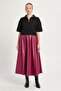 Burgundy Elastic Waist Long Leather Skirt 30024 - 6