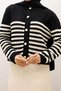 Striped Perforated Knit Cardigan Tsd250219 Black - 3