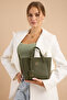 Sofia Small Size Women's Khaki Green Shoulder Bag with Magnet Closure and Large Zipper Compartment - 5