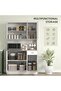 White Kitchen Pantry Hutch – Freestanding Food Storage Cabinet with Microwave Nook - 2