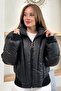 Women's Shiny Fabric Short Length High Collar Zippered Trendy Puffer Coat - 5