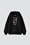Howdy Cows Printed Oversize Unisex Black Hoodie