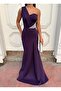 Stretchy Scuba Fabric Front Stone-Detail Evening Dress 583324 PURPLE - 4