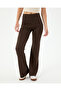 Women's Brown Ecovero ™ Viscose Pencil, High Waist, Flare Pants with Pockets - 6