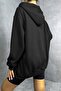 Unisex Black Zippered Sweat Hooded Cardigan - 2