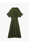Aerobin Fabric Short Sleeve Belted Midi Length Shirt Dress - 2