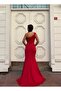 Flexible Scuba Fabric Front Stone Detailed Evening Dress 583324 Red - 3