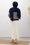 Striped Perforated Knit Cardigan Tsd250219 Navy Blue - 7