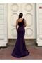Stretchy Scuba Fabric Front Stone-Detail Evening Dress 583324 PURPLE - 3