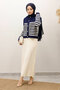 Striped Perforated Knit Cardigan Tsd250219 Navy Blue - 4