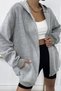 Unisex Gray Zippered Sweat Hooded Cardigan