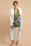 Sofia Small Size Women's Khaki Green Shoulder Bag with Magnet Closure and Large Zipper Compartment - 2
