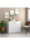 White 2-Door Storage Cabinet – Low Profile Entryway Console with Closed Shelves - 2