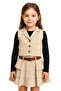 Girl's Linen Vest, Skirt and Black Badili 3-Piece Set (with Belt Accessory)