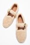 Big Gold Buckle Indoor Ballet Shoes Cream - 5