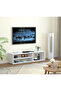 TV Unit – Modern Design with 1 Side Cabinet & 2 Storage Racks, 130 cm White - 3