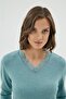 Women's Lace Detailed V-Neck Long Sleeve Plaid Bottom Green Pajama Set C2T1N071 - 3