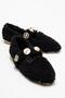Women's Pearl Belted Home Slippers Black
