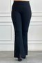 Women's Black High Waist Slimming Ribbed Stitching Slit Leg Spanish Leggings