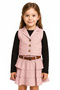 Girl's Linen Vest, Skirt and Black Badili 3-Piece Set (with Belt Accessory)