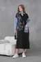 Women's Sleeves Denim Front Beading Wide Fit Long Knitwear Dress - 2