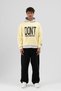 Double Color Printed Oversize Sweatshirt Yellow - 5