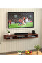 Wall-Mounted TV Unit & Cabinet – Brown Wood Modern Design for Living Room
