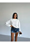 Women's White Crew Neck 2 Thread Sweatshirt Hzl25W-Fry123391 - 2