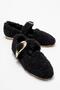 Big Gold Buckle Indoor Ballet Flats Black