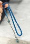 Silver Kazaz Tassel Blue Fire Amber Prayer Beads – with Special Wooden Box