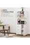 White Kitchen Pantry Hutch – Freestanding Cabinet with Drawer Storage & Microwave Nook - 5