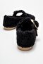 Big Gold Buckle Indoor Ballet Flats Black - 4