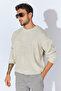 Crew Neck Oversize Basic Sweater - Stone |   Mew515256-01