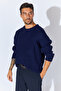 Crew Neck Oversize Basic Sweater - Navy Blue |   Mew515256-01 - 3