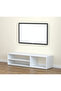 TV Unit – Modern Design with 1 Side Cabinet & 2 Storage Racks, 130 cm White - 4