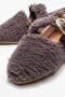Large Gold Buckle Indoor Ballet Flats Gray - 3