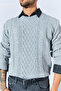 Crew Neck Knitted Regular Fit Sweater - Gray Melange |   Mew515245-01 - 4
