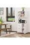 White Kitchen Pantry Hutch – Freestanding Cabinet with Drawer Storage & Microwave Nook - 8