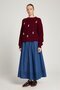 Women's Burgundy Pearl Detailed Knitwear Sweater 30035