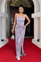 Glitter Fabric Strapless Balen Detailed Evening Dress - Pink - 2