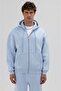 Zippered Baby Blue Premium Unisex Oversize Hoodie Hooded Sweatshirt